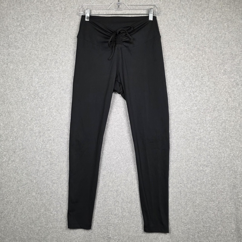 PINK Active Leggings Womens Large Black High Rise Lace Up Yoga Pants Athletic